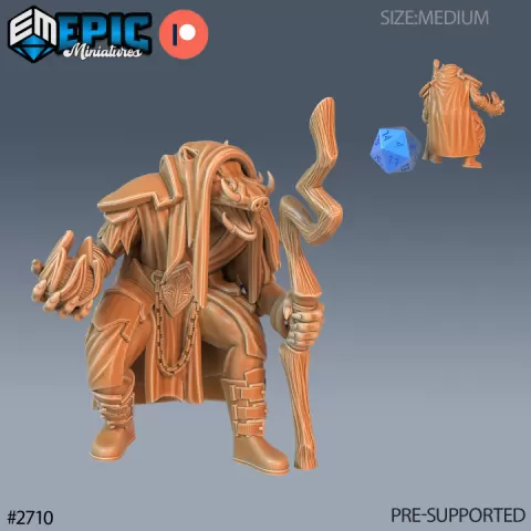 Warthog Folk Tribe Warlock / Tusked Humanoid / Bulky Boar Warrior / Pigfolk / Wild Animal Encounter by Epic-Miniatures