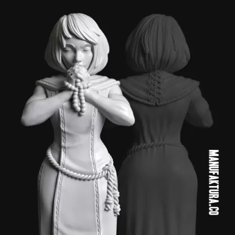 Devotion Series 02a – Gene-enhanced Female Battle Sister Praying by Manufaktura Miniatures LLC