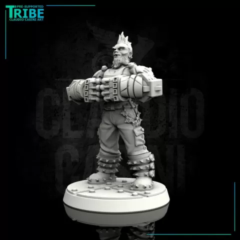 (0087) Male big guy cyberpunk robot android with big mechanic arms by Claudio Casini Art