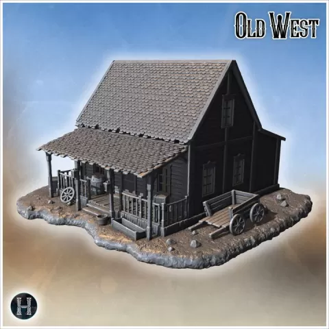 House with stone fireplace (4) - Six Gun Sound Desperado Old Chronicles Gunfight Gutshot Blackwater Gulch by Hartolia Miniatures