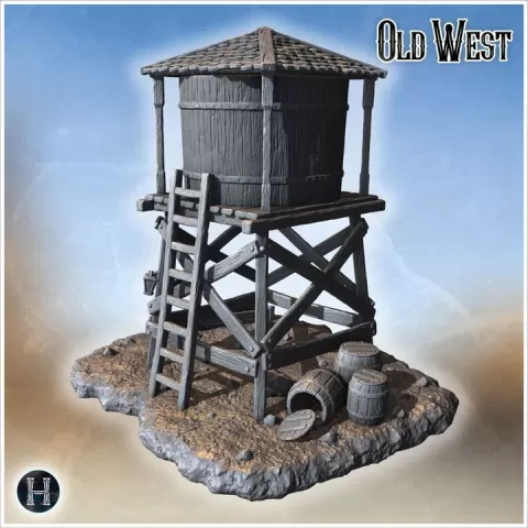 Wooden water tank (7) - Six Gun Sound Desperado Old Chronicles Gunfight Gutshot Blackwater Gulch by Hartolia Miniatures