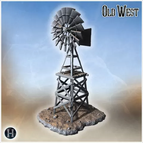 Windmill of pumping in wood (14) - Six Gun Sound Desperado Old Chronicles Gunfight Gutshot Blackwater Gulch by Hartolia Miniatures