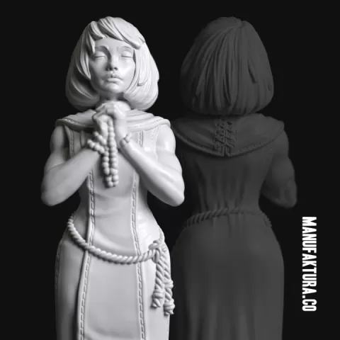 Devotion Series 01a – Gene-enhanced Female Battle Sister Praying by Manufaktura Miniatures LLC