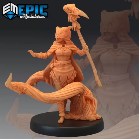 Owlbear Druid Attack Magic / Female Nature Leader / Forest Guardian / Woodland Encounter by Epic-Miniatures