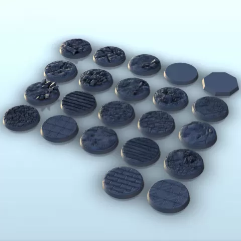 Set of 23 bases (+ pre-supported version) (3) - Darkness Chaos Medieval Zombie Fantasy Monster by Hartolia Miniatures