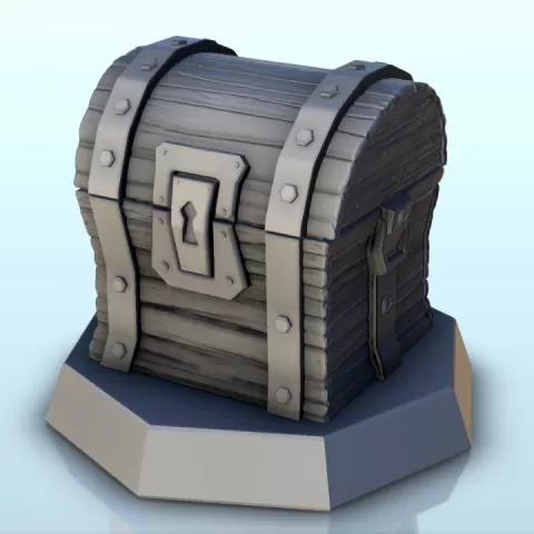 Wooden chest on base (+ pre-supported version) (2) - Darkness Chaos Medieval Zombie Fantasy Monster by Hartolia Miniatures