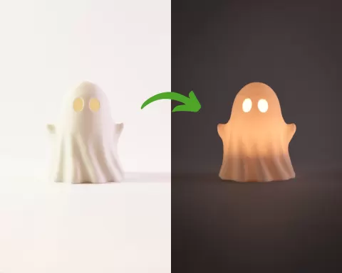 Cute Ghost Tea Light Holder (STL File, For LED Candle Only)