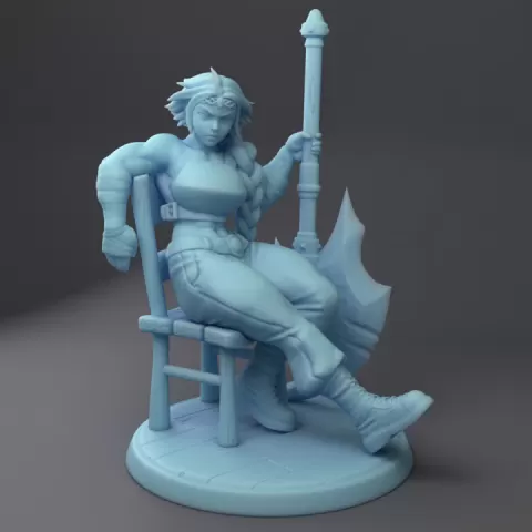 Millie the Merc ( Female Goliath Barbarian / Human Fighter / Warrior ) by Twin Goddess Miniatures