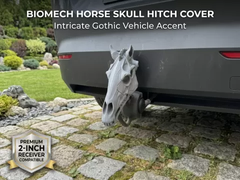Biomech Horse Skull Trailer Hitch Cover