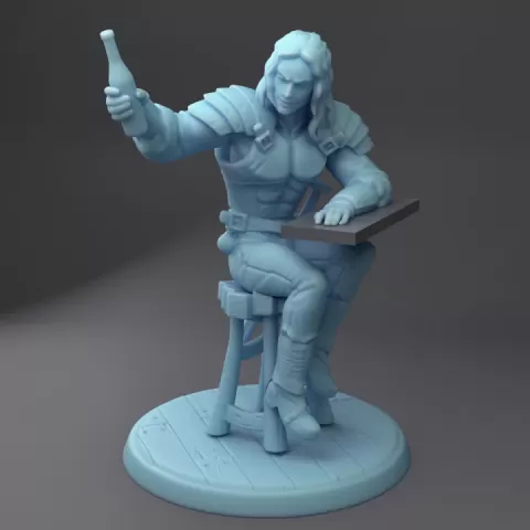 Jerry Witchman, Tavern Regular ( Male Human Tavern NPC / Diorama ) by Twin Goddess Miniatures