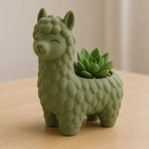 Alpaca Planter STL – Cute Alpaca Pen Holder, Succulent Pot, Desk Organizer, Animal Planter, 3D Print Model