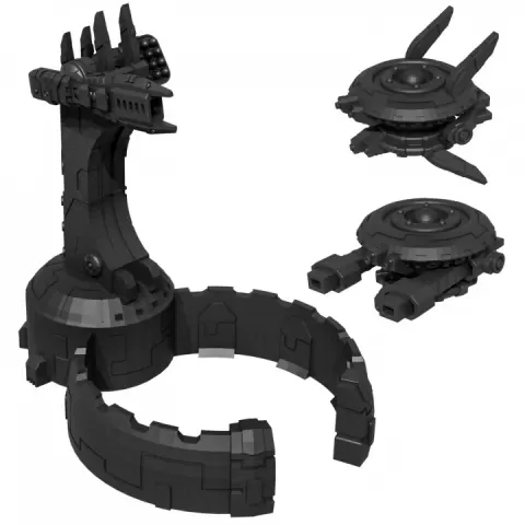 Greater good defence port, energy walls and drone landing platform (Sci Fi Terrain) by Lex Addams