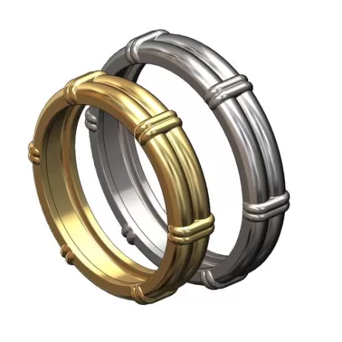 Solid double wire ring with links 3D print model