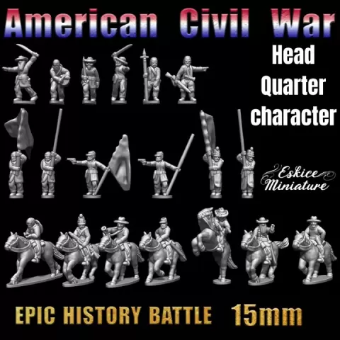 Head Quarter Character - Epic History Battle of American Civil War -15mm scale by Eskice Miniature - Aron
