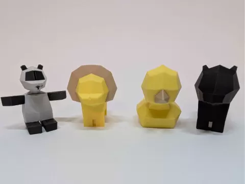 Low Poly Cute Animals (Colored and Single Color)
