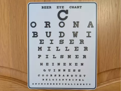 Funny Beer Eye test Chart Sign Man Cave Wall Art