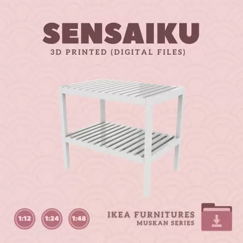 Miniature Replica 02. MUSKAN Bench for Miniature Dollhouse - IKEA - 3D Print Instant Download