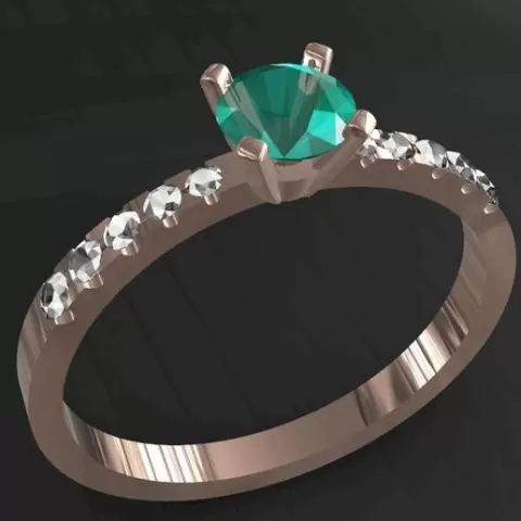 Anillo Solitario con Esmeralda y Hombros en Degradé – Modelo 3D para fundición