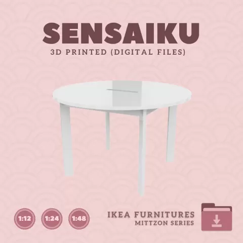 Miniature Replica 11. MITTZON Conference Round Table V1 for Miniature Dollhouse - IKEA - 3D Print In
