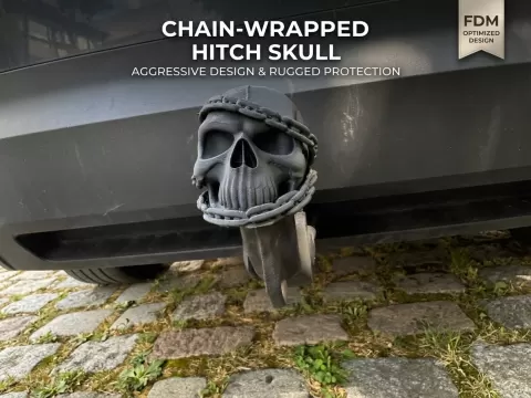 Chain Wrapped Skull Trailer Hitch Cover