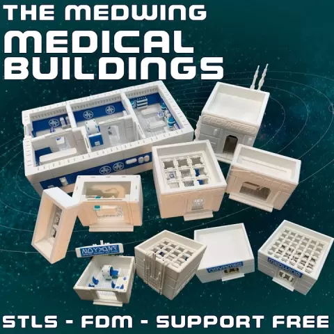 Medical Clinics, Cybernetics Den and Automated MedBed Building Exteriors by Kathy Millatt Modelling