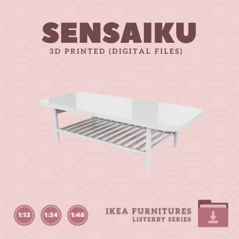 Miniature Replica 04. LISTERBY Coffee Table 55 In for Miniature Dollhouse - IKEA - 3D Print Instant