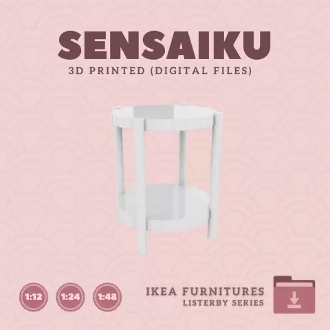 Miniature Replica 01. LISTERBY Side Table for Miniature Dollhouse - IKEA - 3D Print Instant Download