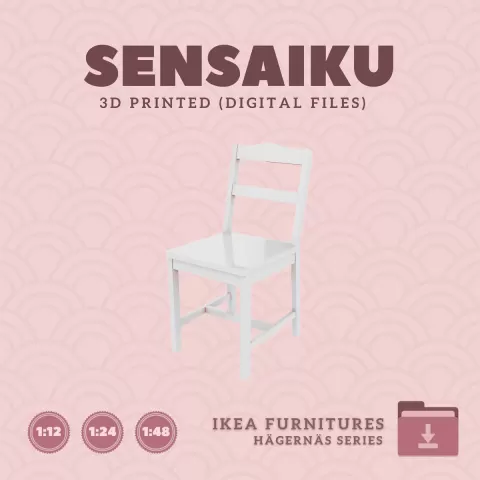 Miniature Replica 02. HAGERNAS Chair for Miniature Dollhouse - IKEA - 3D Print Instant Download
