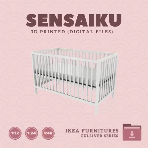 Miniature Replica 03. GULLIVER Crib V2 for Miniature Dollhouse - IKEA - 3D Print Instant Download