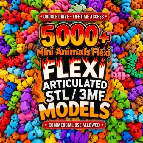 5000+ Flexi Mini Animals STL & 3MF Mega Bundle | Articulated Print-in-Place Models & Keychains