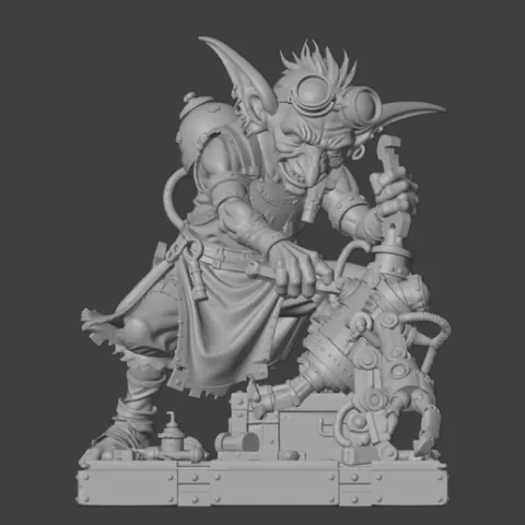 Гоблин механик с неизвестным механизмом. Goblin mechanic with an unknown mechanism.