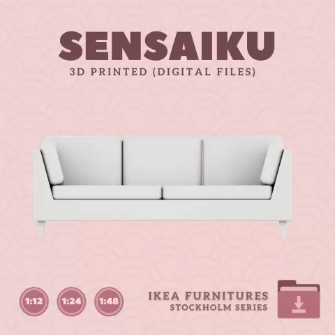 Miniature Replica 30. STOCKHOLM 2025 Sofa V2 for Miniature Dollhouse - IKEA - 3D Print Instant Downl