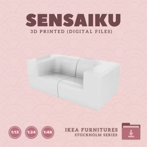 Miniature 26. STOCKHOLM 2025 Loveseat Sofa for Miniature Dollhouse - IKEA - 3D Print Instant Downloa
