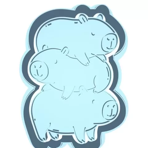 Capybara Stack Fondant Biscuit Cookie Cutter & Stamp Embosser