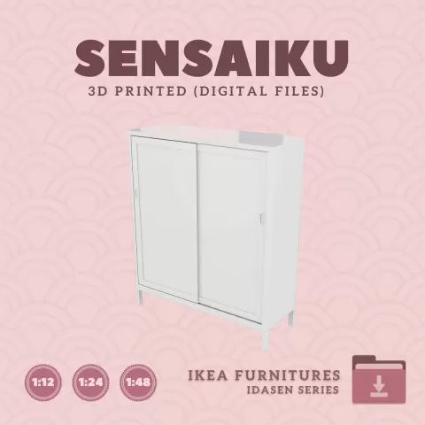 Miniature Replica 10. IDASEN Cabinet for Miniature Dollhouse - IKEA - 3D Print Instant Download