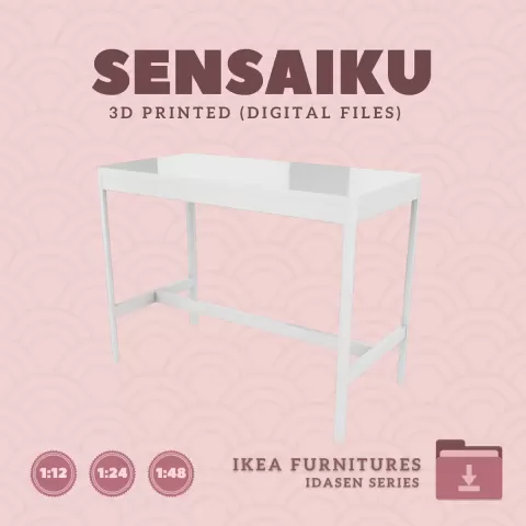 Miniature Replica 09. IDASEN Table V2 56 In for Miniature Dollhouse - IKEA - 3D Print Instant Downlo