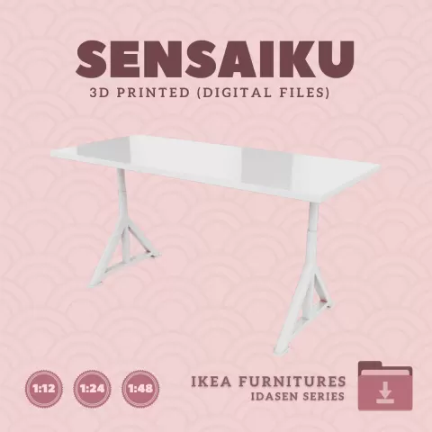 Miniature Replica 05. IDASEN Desk 63 L 32 H for Miniature Dollhouse - IKEA - 3D Print Instant Downlo
