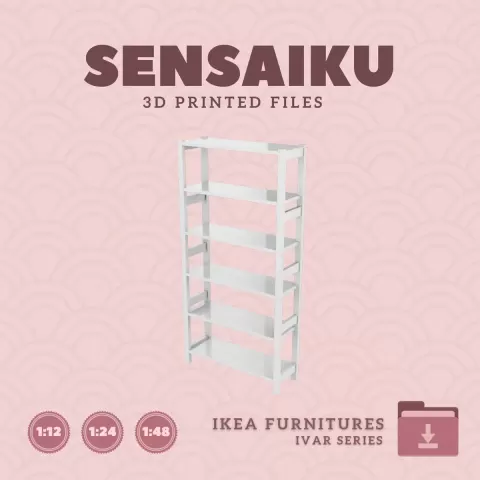 Miniature Replica 16. IVAR Shelving Unit V14 35 In for Miniature Dollhouse - IKEA - 3D Print Instant
