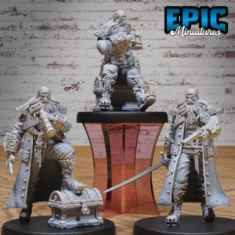 Pirate Captain Barbarossa Set / Pirate Crew / Cursed Corsair Commander / Male Water Bandit / Ship Master / Sea Human / Underwater Fighter / Brave Warrior / Ocean Encounter by Epic-Miniatures