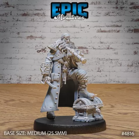 Pirate Captain Barbarossa Chest / Pirate Crew / Cursed Corsair Commander / Male Water Bandit / Ship Master / Sea Human / Underwater Fighter / Brave Warrior / Ocean Encounter by Epic-Miniatures