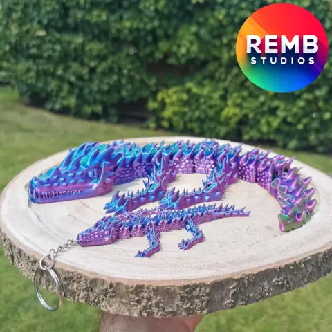 Articulated Dragon Remb Studios, STL file for 3D printing, STL print files, Print in Place by RembStudios