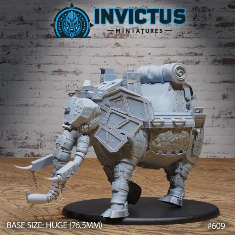 Borg Elephant Run / Tusked Battle Machine / Mecha Steel Construct / Cyber Mammalia / Steampunk Infantry Monster / Invasion Beast Army / Cyberpunk Steam Technology / Sci-Fi Encounter by Epic-Miniatures