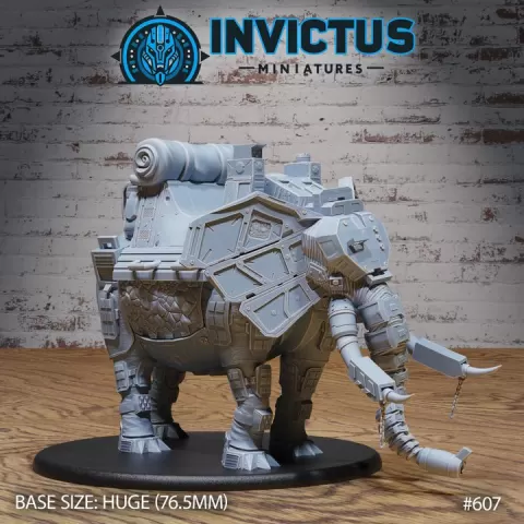 Borg Elephant / Tusked Battle Machine / Mecha Steel Construct / Cyber Mammalia / Steampunk Infantry Monster / Invasion Beast Army / Cyberpunk Steam Technology / Sci-Fi Encounter by Epic-Miniatures