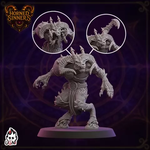 x3 Beastman #03 - Chaosborn proxy (Baroque Chaos Style) - UGNI - Fantasy Football by UGNI Miniatures