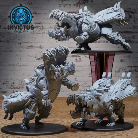 Robo Hippo Set / Cyber Hippopotamus / Steampunk Robot / Mecha Animal Construct / Steel Battle Machine / Space Infantry Monster / Cosmic Invasion Army / Cyberpunk Steam Technology / Sci-Fi Encounter by Epic-Miniatures