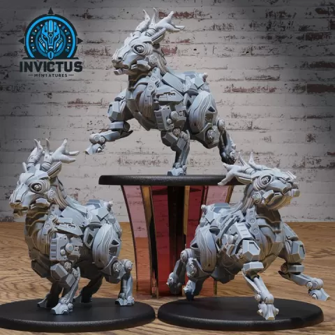 Cyber Deer Set / Steampunk Robot / Mecha Animal Construct / Steel Battle Machine / Space Infantry Monster / Cosmic Invasion Army / Cyberpunk Steam Technology / Sci-Fi Encounter by Epic-Miniatures