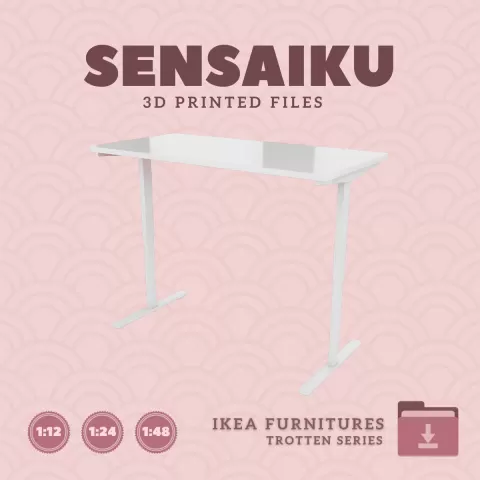 Miniature Replica 04. TROTTEN Standing Desk 48 In for Miniature Dollhouse - IKEA - 3D Print Instant