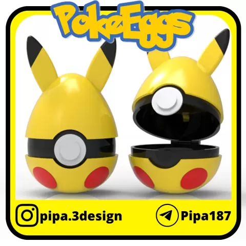 POKEBALLS PIKACHU EASTER EGG WITH HINGE - Pipa3D