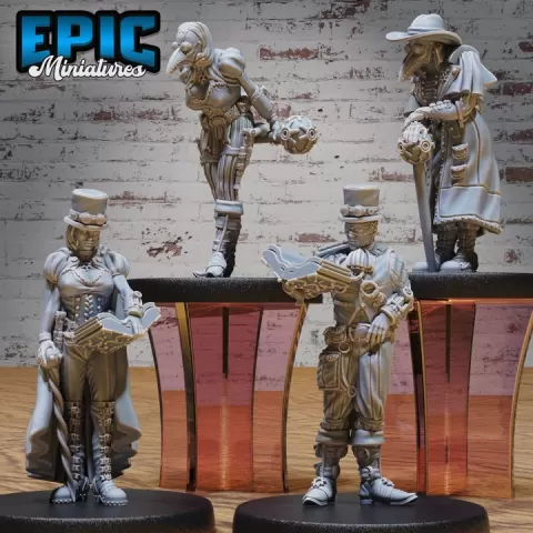 Esoteric Society Set A / Steampunk Villager / Humanoid Scientist / Spiritual Warrior / Mystical Fighter / HUman Alchemy Master / Battle Infantry Army / Construct Alchemist / Steam Technology Encounter by Epic-Miniatures