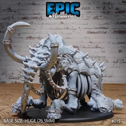 Elephant Skeleton Laying / Utopian Skelet Wild Animal / African Tusked Bone Beast / Undead Beast / Tribal Zombie Creature / Southern Rotting Monster / Giant Mammalia / Safari Encounter by Epic-Miniatures